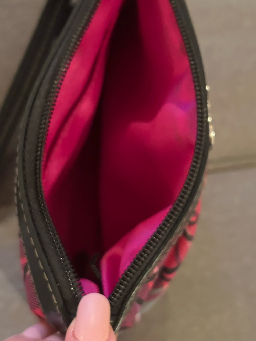 Coach Pink Plaid Signature Tote with Black Trim and Wristlet. Selling as a set! - Picture 6 of 6